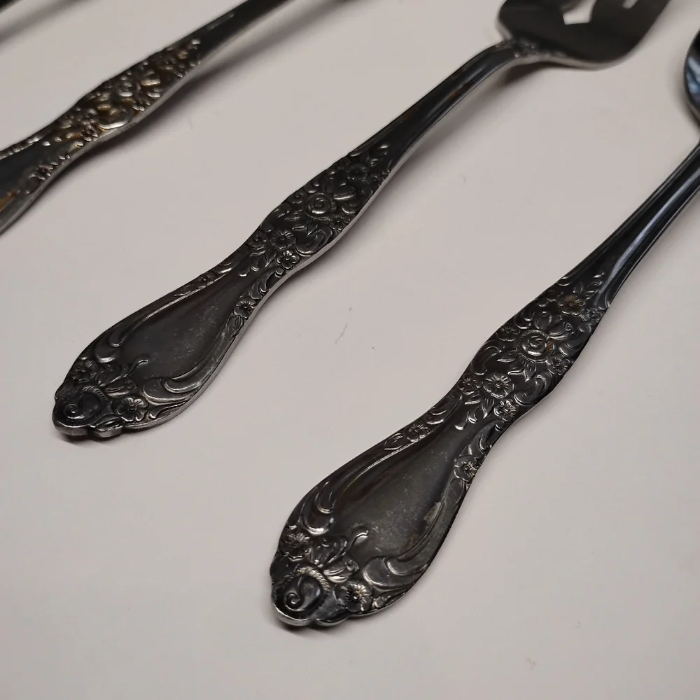 Northland Stainless Serving Fork & Spoons Oneida Carolina‎ Pattern Japan